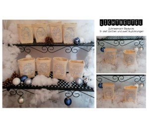 Stickserie ITH - Schneemann Redwork Lichtbeutel